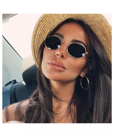 Small Oval Mirror Sunglasses Woman Pink Eyewear Shades Ladies Alloy Black Sun Glasses Female UV400 Goldpink $19.90 Rectangular