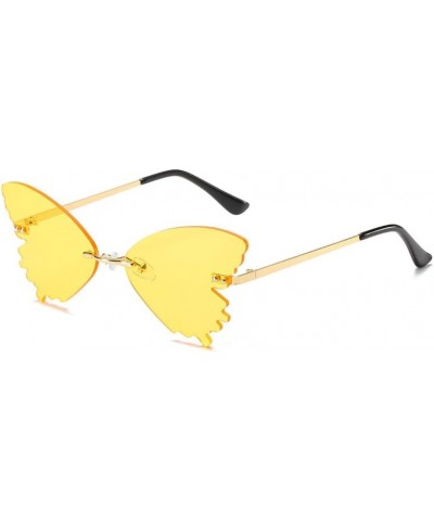 Butterfly Rimless Sunglasses for Women's | Gold Frame Unique Eyeglasses | Fun Party Funky Glasses | Cute Female Accessories Y...