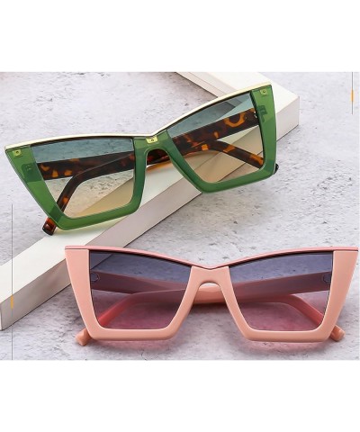 Trendy Cat Eye Sunglasses Women Fashion Oversized Candy Color Shades Eyewear Female Design Semi Metal Frame Sun Glasses 2pcs-...