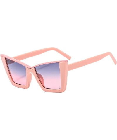 Trendy Cat Eye Sunglasses Women Fashion Oversized Candy Color Shades Eyewear Female Design Semi Metal Frame Sun Glasses 2pcs-...