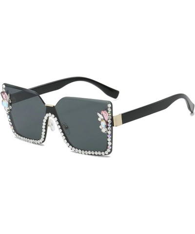 Diamond Rimless Sunglasses New Women rhinestones Rectangle Sun Glasses Fashion Eyewear Female Trend Eyeglasses Black+pink $10...