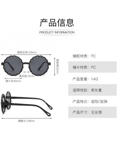 Round Wave Pattern Children's Sunglasses Hip-hop Male and Female Baby UV Protection Sunglasses Black Frame $6.08 Round