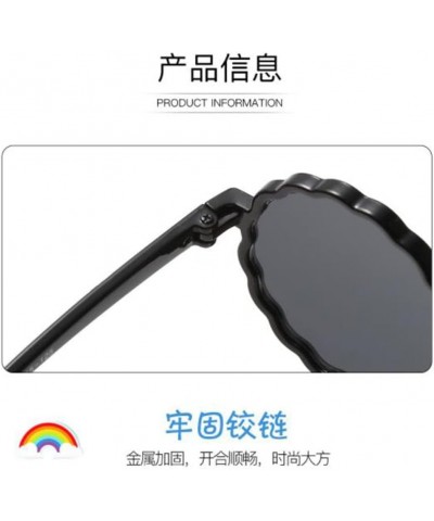 Round Wave Pattern Children's Sunglasses Hip-hop Male and Female Baby UV Protection Sunglasses Black Frame $6.08 Round