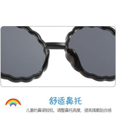 Round Wave Pattern Children's Sunglasses Hip-hop Male and Female Baby UV Protection Sunglasses Black Frame $6.08 Round