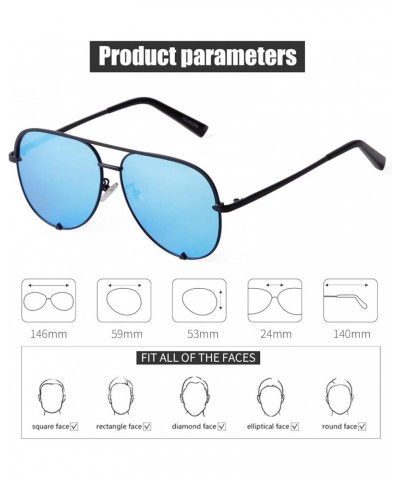 Polarized Sunglasses for Women Men Oversized Classic Retro Sun Glasses UV400 Protection Metal Frame Blue $10.56 Oval