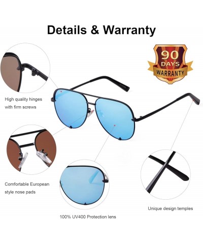 Polarized Sunglasses for Women Men Oversized Classic Retro Sun Glasses UV400 Protection Metal Frame Blue $10.56 Oval