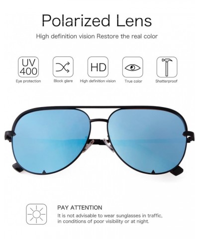 Polarized Sunglasses for Women Men Oversized Classic Retro Sun Glasses UV400 Protection Metal Frame Blue $10.56 Oval