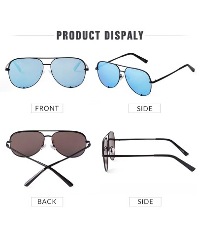 Polarized Sunglasses for Women Men Oversized Classic Retro Sun Glasses UV400 Protection Metal Frame Blue $10.56 Oval