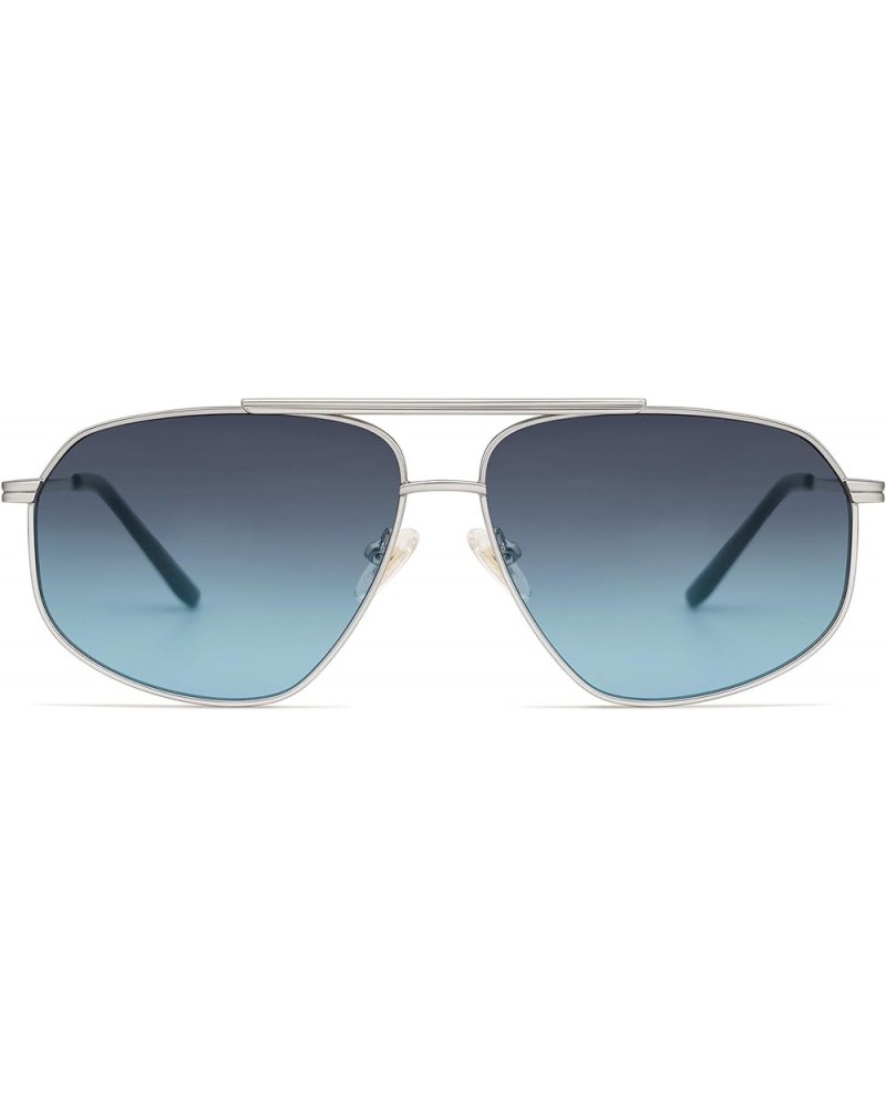 Classic Retro Aviator Sunglasses for Women Men Vintage Hexagonal Metal Frame UV400 Lenses SJ1200 Silver/Gradient Blue $10.39 ...