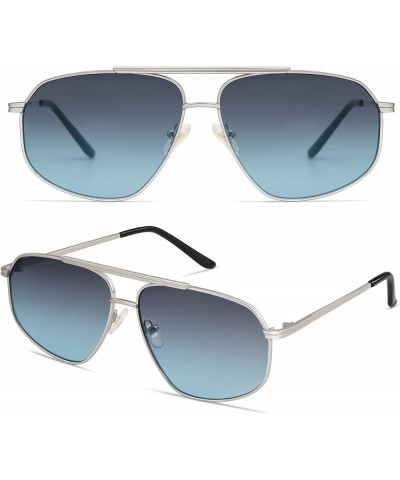 Classic Retro Aviator Sunglasses for Women Men Vintage Hexagonal Metal Frame UV400 Lenses SJ1200 Silver/Gradient Blue $10.39 ...