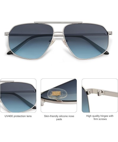 Classic Retro Aviator Sunglasses for Women Men Vintage Hexagonal Metal Frame UV400 Lenses SJ1200 Silver/Gradient Blue $10.39 ...