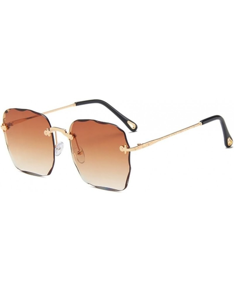 Women Rimless Sunglasses Square Sun Glasses Female Oversized Eyewear Gradient Glasses Female C2gold-gradientbrown $22.84 Rimless