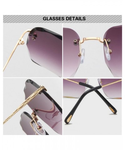 Women Rimless Sunglasses Square Sun Glasses Female Oversized Eyewear Gradient Glasses Female C2gold-gradientbrown $22.84 Rimless