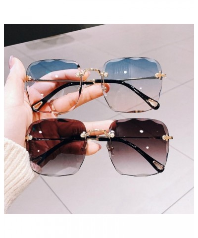 Women Rimless Sunglasses Square Sun Glasses Female Oversized Eyewear Gradient Glasses Female C2gold-gradientbrown $22.84 Rimless