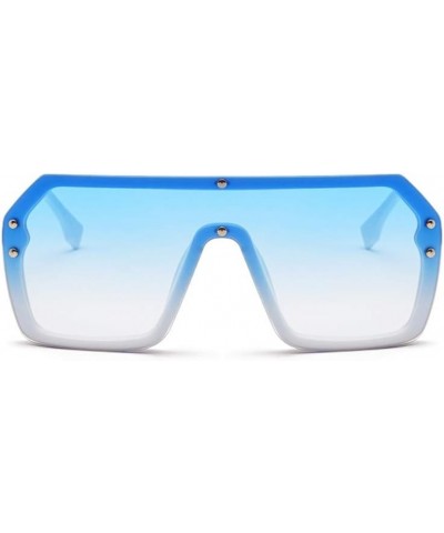 Unisex Oversized One Piece Square Sunglasses Siamese Lens Vintage Flat Top Shades Glasses White/Biue $9.68 Rectangular