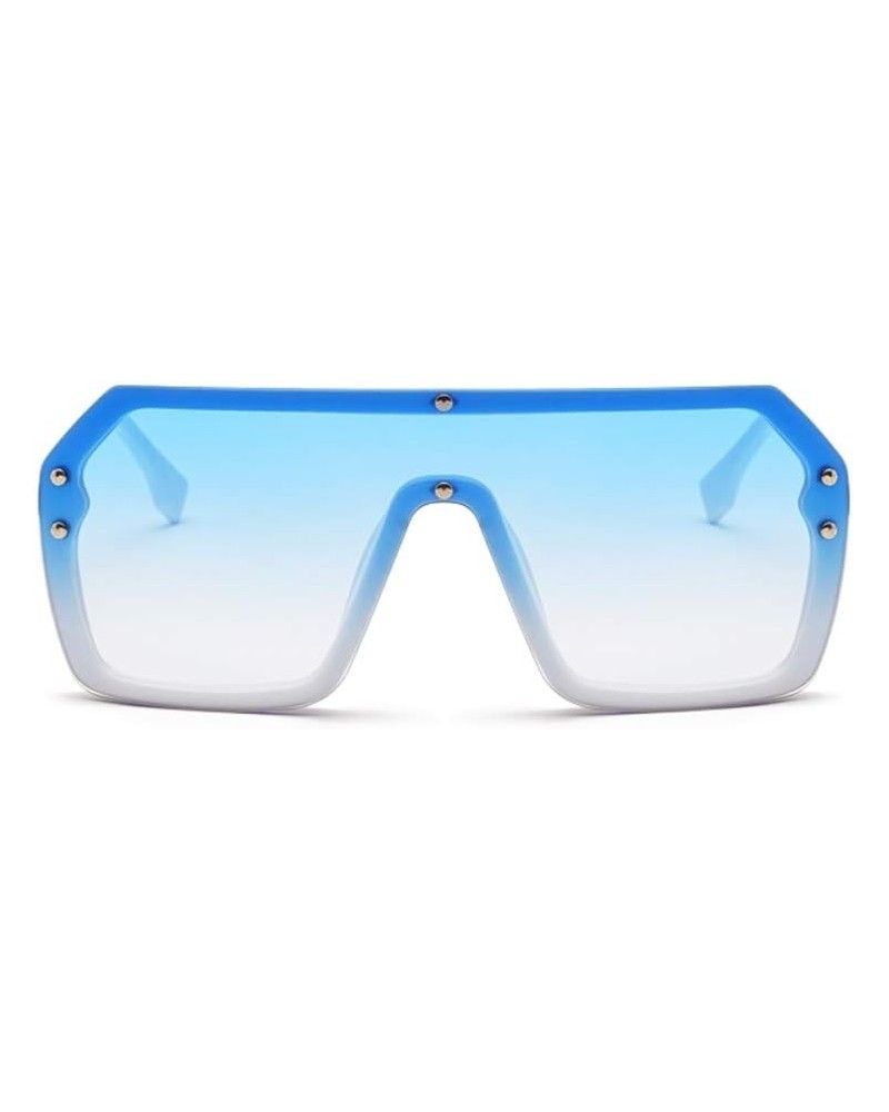 Unisex Oversized One Piece Square Sunglasses Siamese Lens Vintage Flat Top Shades Glasses White/Biue $9.68 Rectangular