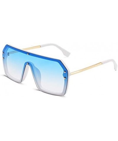 Unisex Oversized One Piece Square Sunglasses Siamese Lens Vintage Flat Top Shades Glasses White/Biue $9.68 Rectangular