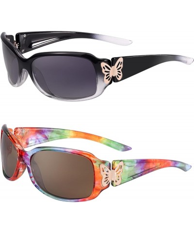 Trendy Polarized Sunglasses for Women IF022 D-2pcs Gradient Black + Rainbow $13.23 Shield