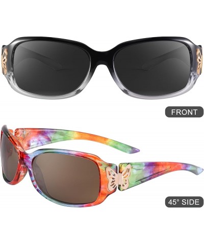 Trendy Polarized Sunglasses for Women IF022 D-2pcs Gradient Black + Rainbow $13.23 Shield