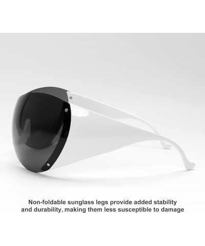 Wrap Around Y2k Sunglasses For Women Men, Futuristic Oversized Shield Rimless Sun Glasses Fashion Vintage Shades White-black ...