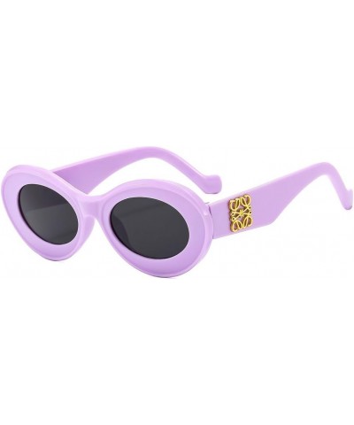 Retro Oval Sunglasses Women and Men, Retro Oval Sunglasses for Women with Small Face UV Protection Glasse Purple $11.01 Designer