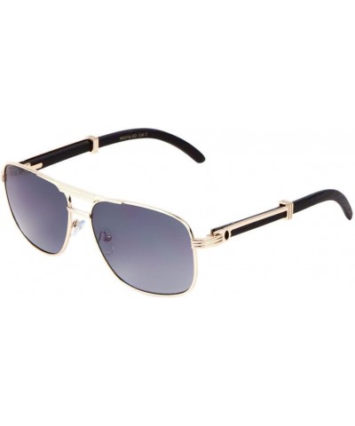 Executive Metal & Wood Aviator Sunglasses Rose Gold & Black Wood Smoke $8.64 Aviator