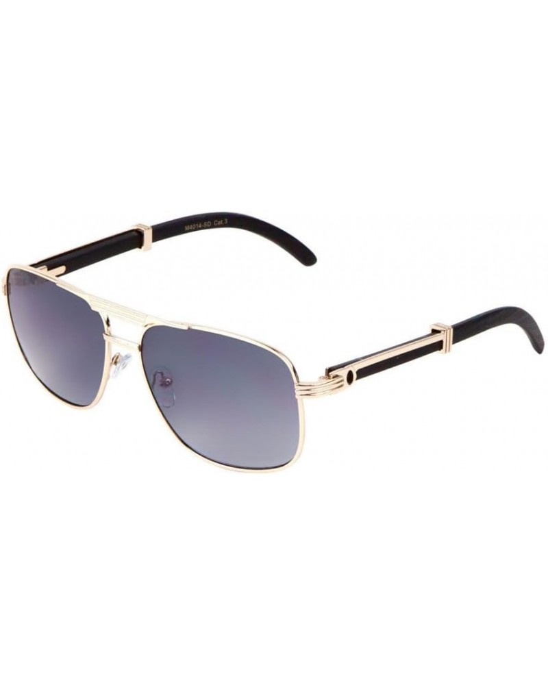 Executive Metal & Wood Aviator Sunglasses Rose Gold & Black Wood Smoke $8.64 Aviator