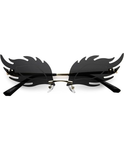 Aesthetically Elegant Fire Bevelled Masquerade Detail Flame Shaped Sunglasses 55mm Gold / Smoke $11.33 Designer