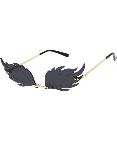 Aesthetically Elegant Fire Bevelled Masquerade Detail Flame Shaped Sunglasses 55mm Gold / Smoke $11.33 Designer