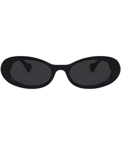 Oval Sunglasses for Women Retro Driving Glasses 90's Vintage Fashion Narrow Oval Frame Black $8.66 Oval