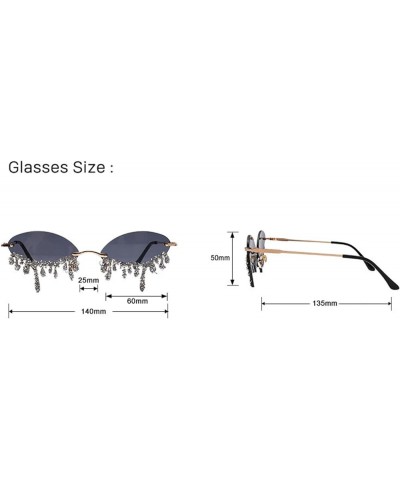 Rimless Rhinestone Sunglasses Women Men Trends Teardrop Red Sun Glasses Lady Punk Diamond party Funny Eyeglasses Red $10.14 R...