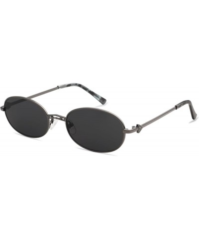 Retro Small Oval Sunglasses for Women Men Rectangle Metal Sun Glasses Classic Sunnies AP3662 C2 Gun/Grey $11.59 Oval