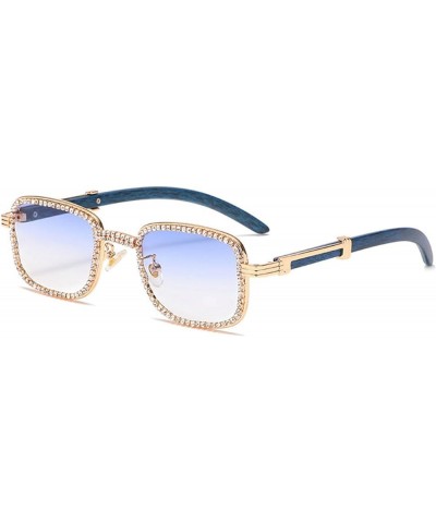 Shining Small frame Square Rhinestone Sunglasses Women Diamond Female crystal Sun Glasses Luxury Bling Goggles Blue $10.65 Go...