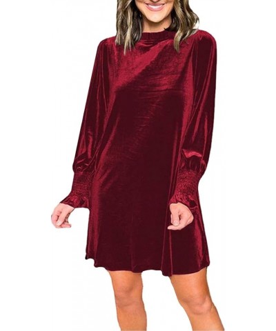 Dresses for Women 2024 Women's Solid Color Loose Straight Leg Casual Simple Knee Length Dress Red $13.44 Designer