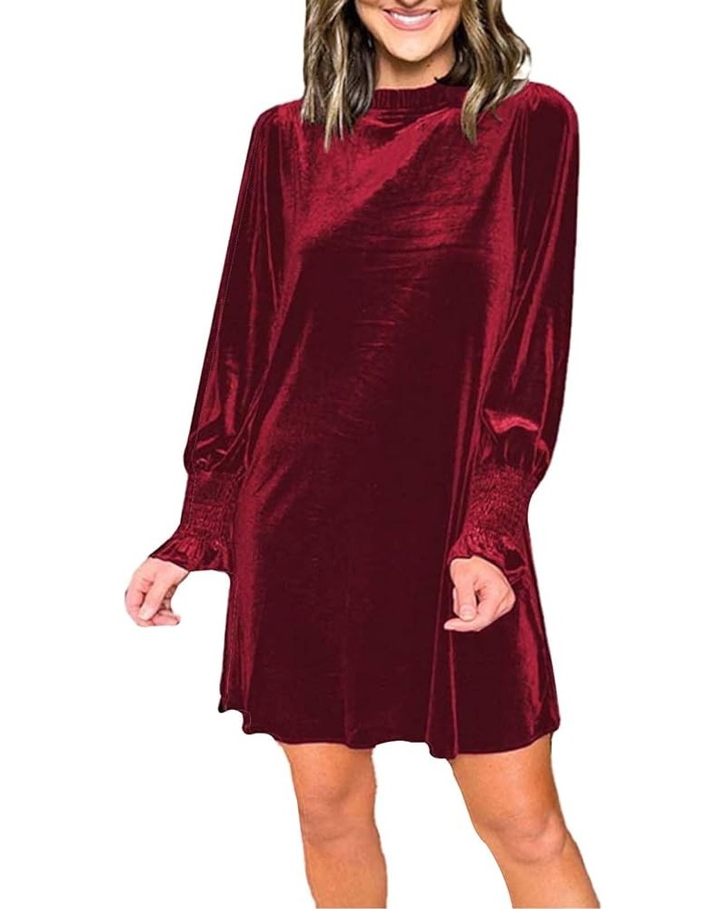 Dresses for Women 2024 Women's Solid Color Loose Straight Leg Casual Simple Knee Length Dress Red $13.44 Designer