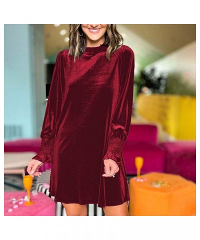 Dresses for Women 2024 Women's Solid Color Loose Straight Leg Casual Simple Knee Length Dress Red $13.44 Designer