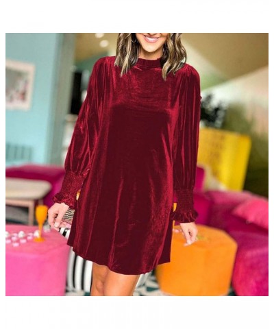 Dresses for Women 2024 Women's Solid Color Loose Straight Leg Casual Simple Knee Length Dress Red $13.44 Designer