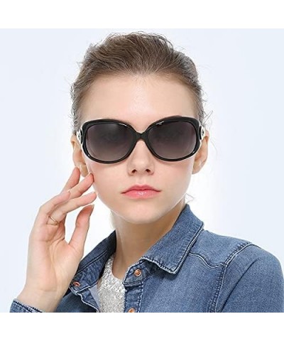 Sunglasses Oversized Oval Polarized Sunglasses for Women Retro Frame Black $10.23 Oversized