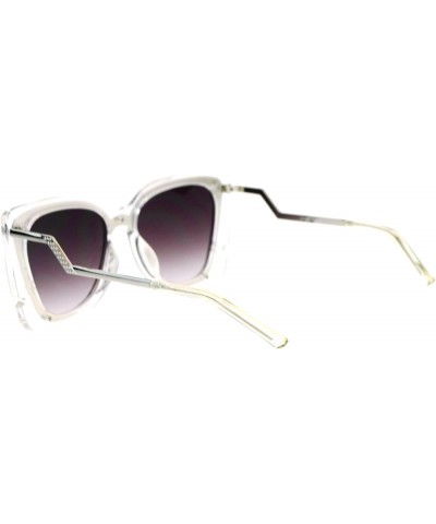 Square Butterfly Sunglasses Womens Unique Double Frame Zig Zag Arms Clear Silver $9.66 Square