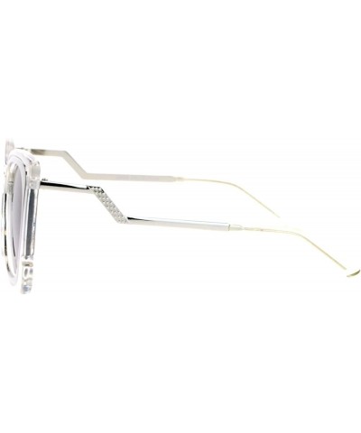 Square Butterfly Sunglasses Womens Unique Double Frame Zig Zag Arms Clear Silver $9.66 Square