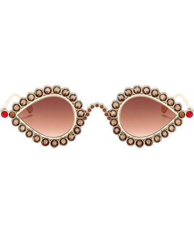 Retro Diamond Cat Eye Sunglasses For Women Vintage Fashion Party Oval Metal Rhinestone Frame Luxury Eyeswear 5 $11.99 Cat Eye