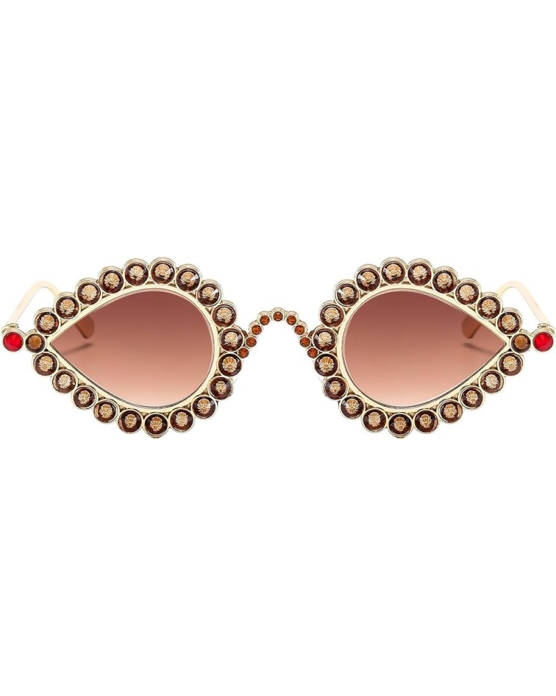 Retro Diamond Cat Eye Sunglasses For Women Vintage Fashion Party Oval Metal Rhinestone Frame Luxury Eyeswear 5 $11.99 Cat Eye