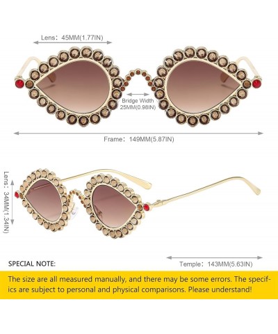 Retro Diamond Cat Eye Sunglasses For Women Vintage Fashion Party Oval Metal Rhinestone Frame Luxury Eyeswear 5 $11.99 Cat Eye