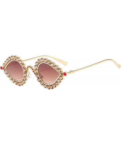 Retro Diamond Cat Eye Sunglasses For Women Vintage Fashion Party Oval Metal Rhinestone Frame Luxury Eyeswear 5 $11.99 Cat Eye