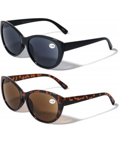 2 Pairs Women Outdoor Reading Sunglasses Oversized Full Lens Readers Leopard 1 Black 1 Tortoise $8.59 Oversized