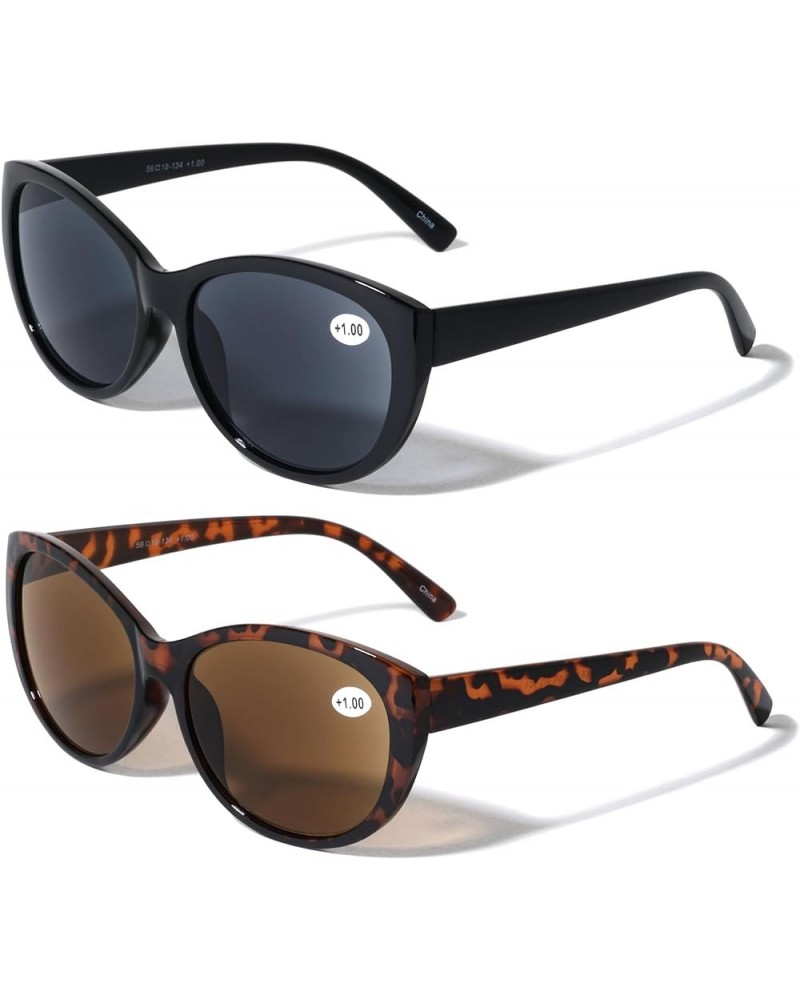 2 Pairs Women Outdoor Reading Sunglasses Oversized Full Lens Readers Leopard 1 Black 1 Tortoise $8.59 Oversized