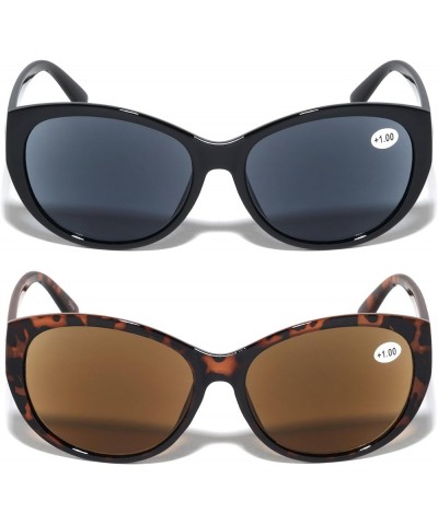 2 Pairs Women Outdoor Reading Sunglasses Oversized Full Lens Readers Leopard 1 Black 1 Tortoise $8.59 Oversized