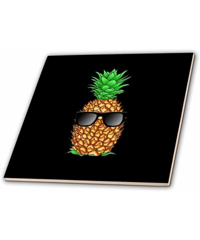 Funny Cool Tropical Island Pineapple with Sunglasses Beach Design. - Tiles (ct_352700_4) 8-Inch-Glass $21.55 Designer