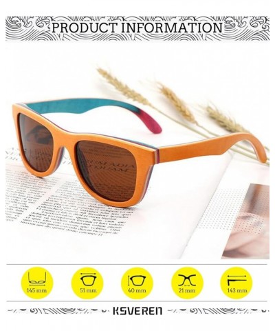 Polarized Sunglasses Men Wooden Frame Handmade 100% UV Protection Polarized Lens Outdoor Glasses K5641 Brown $15.60 Square