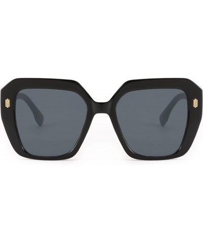 Trendy Square Sunglasses for Women Vintage Womens Oversized Sun Glasses UV400 Protection YJ3088 Black $17.25 Oversized